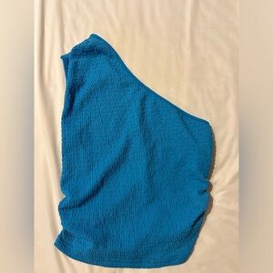 One-Shoulder Blue Top